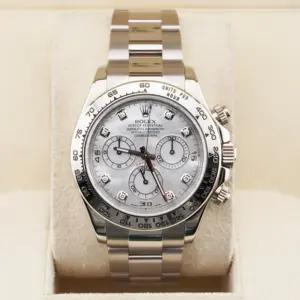 Rolex White Gold Cosmograph Daytona White Mother-Of-Pearl Diamond Dial 116509 md 40mm